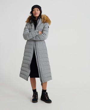 Superdry Arctic Long Puffer Női Kabát Szürke | YGNFV7365